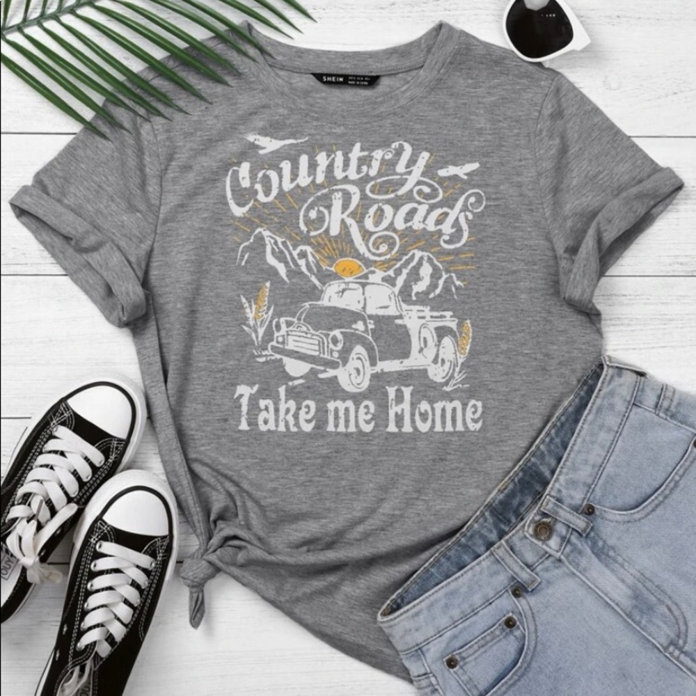 Country Roads Take Me Home Fitted Graphic Tee